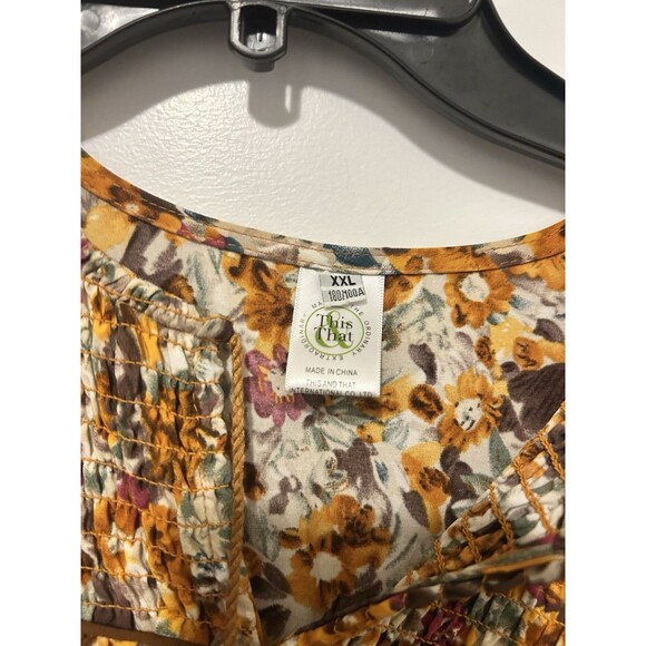 Women’s Plus Size XXL Top Blouse Shirt Floral Short Sleeve Peplum Pullover Boho - Picture 2 of 6